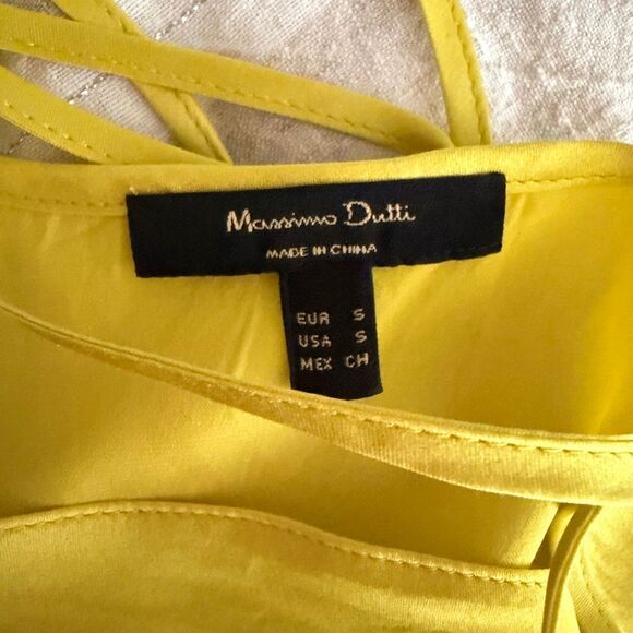 Massimo Dutti 100% Silk Draped Cami Top In Yellow S - Picture 4 of 6